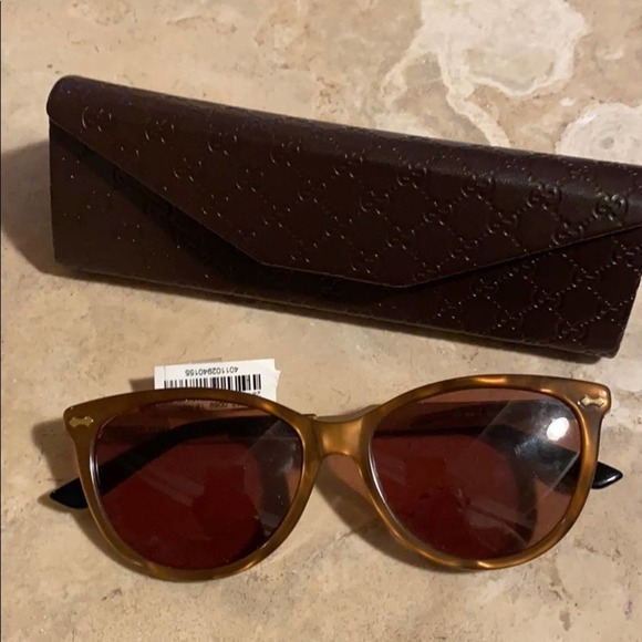 Gucci brown gold sunglasses NEW with Case main image 4